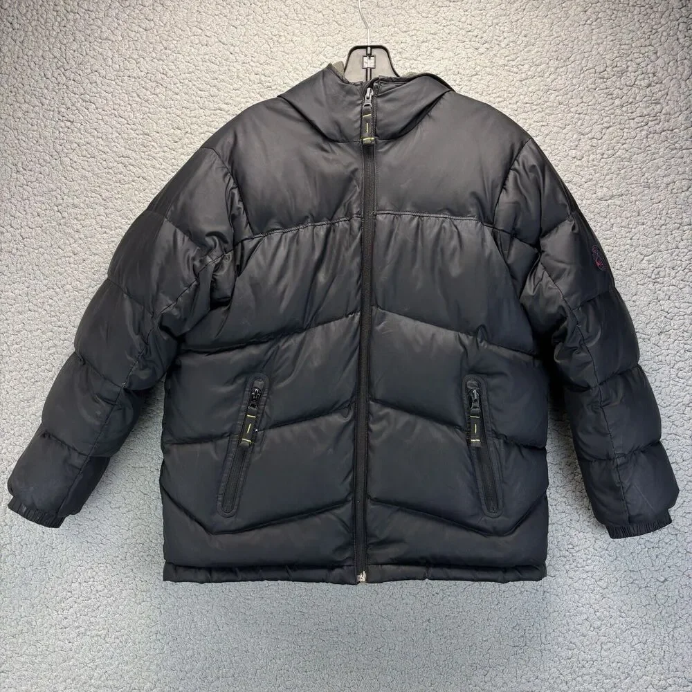 Gap Kids Down Puffer Youth L 10 HoodedJacket Coat Snow Ski **ZIPPER FLAW READ**